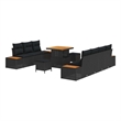 vidaXL Poly Rattan Small Sofa Set in Black