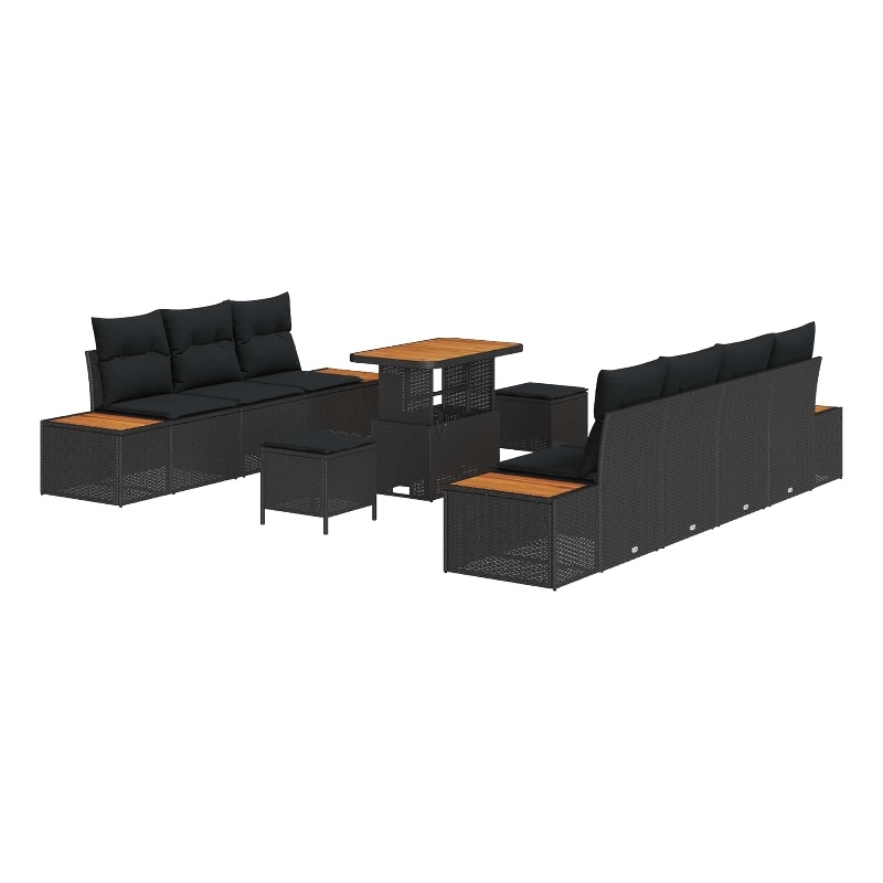 vidaXL Poly Rattan Small Sofa Set in Black