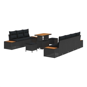 vidaXL Poly Rattan Small Sofa Set in Black