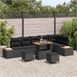 vidaXL Solid Acacia Wood Sofa Set in Black