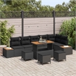 vidaXL Solid Acacia Wood Sofa Set in Black