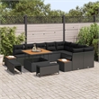 vidaXL Solid Acacia Wood Sofa Set in Black