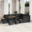 vidaXL Solid Acacia Wood Sofa Set in Black