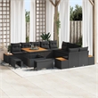 vidaXL Solid Acacia Wood Sofa Set in Black