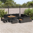 vidaXL Solid Acacia Wood Sofa Set in Black