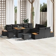 vidaXL Solid Acacia Wood Sofa Set in Black