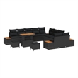 vidaXL Solid Acacia Wood Sofa Set in Black
