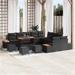 vidaXL Solid Acacia Wood Sofa Set in Black