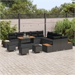 vidaXL Solid Acacia Wood Sofa Set in Black
