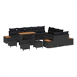 vidaXL Solid Acacia Wood Sofa Set in Black