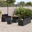 vidaXL Solid Acacia Wood Sofa Set in Black