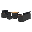 vidaXL Solid Acacia Wood Sofa Set in Black