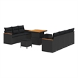 vidaXL Solid Acacia Wood Sofa Set in Black