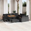 vidaXL Solid Acacia Wood Small Sofa Set in Black