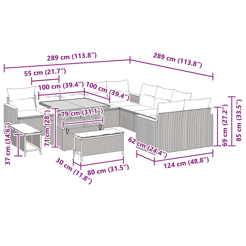 vidaXL Solid Acacia Wood Small Sofa Set in Black
