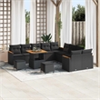 vidaXL Solid Acacia Wood Small Sofa Set in Black