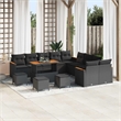 vidaXL Solid Acacia Wood Small Sofa Set in Black