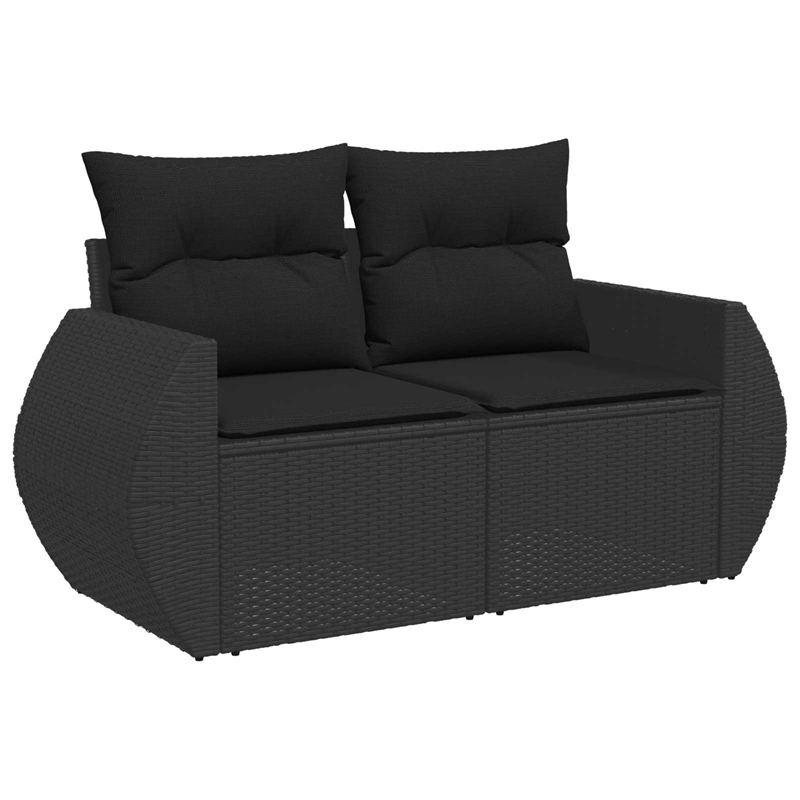 vidaXL Solid Acacia Wood Sofa Set in Black