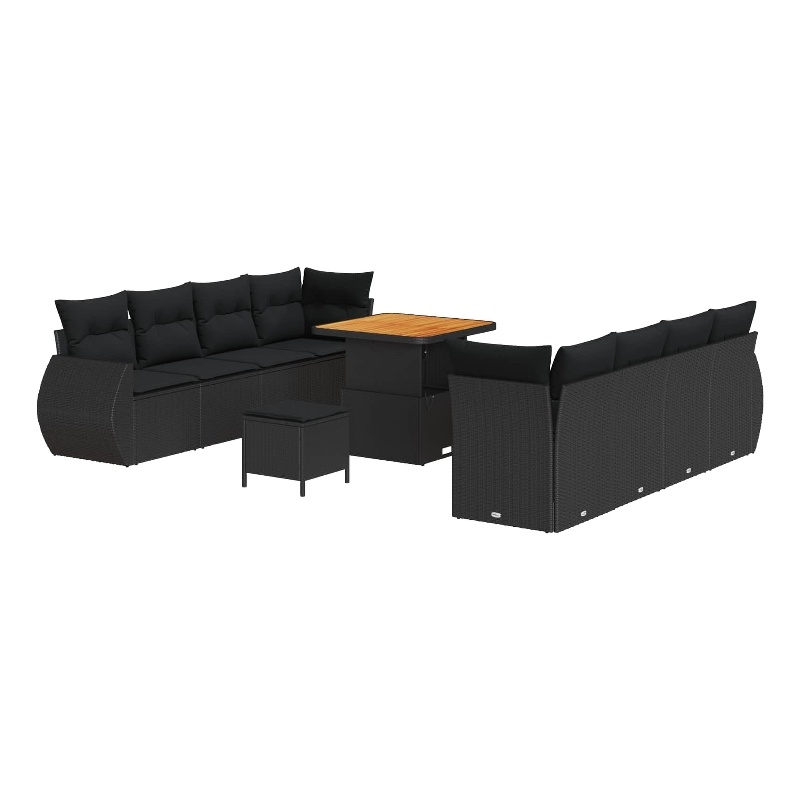 vidaXL Solid Acacia Wood Sofa Set in Black