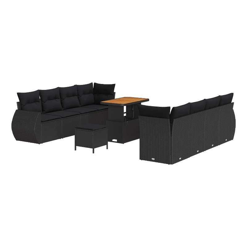 vidaXL Solid Acacia Wood Sofa Set in Black