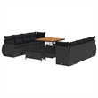 vidaXL Solid Acacia Wood Sofa Set in Black
