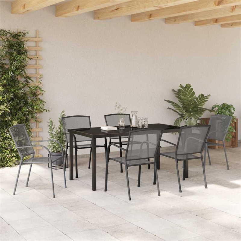 vidaXL Steel Dining Set in Anthracite