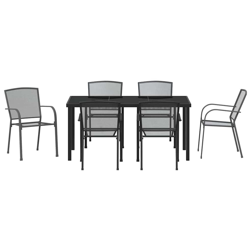 vidaXL Steel Dining Set in Anthracite