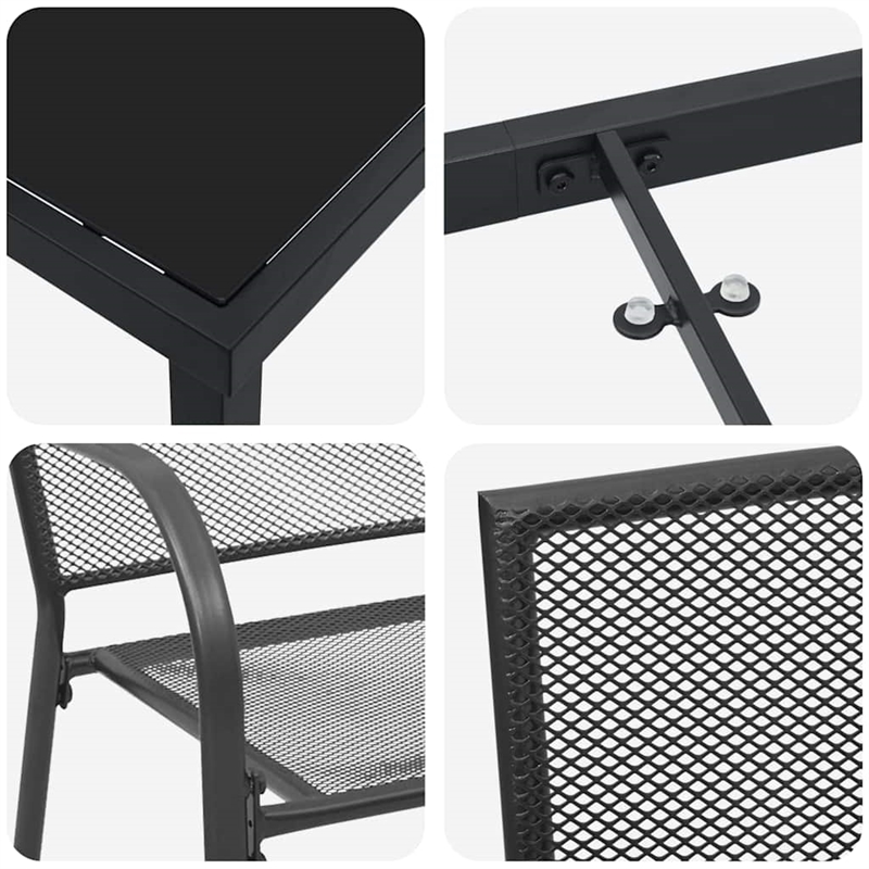 vidaXL Steel Dining Set in Anthracite