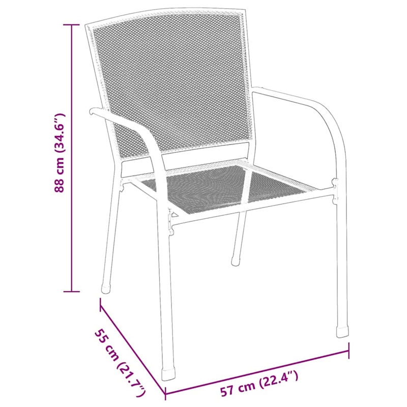 vidaXL Steel Dining Set in Anthracite