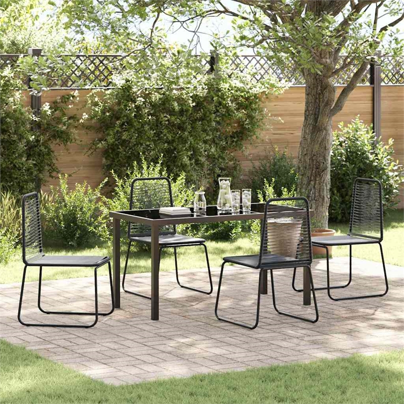 vidaXL Poly Rattan Dining Set in Black