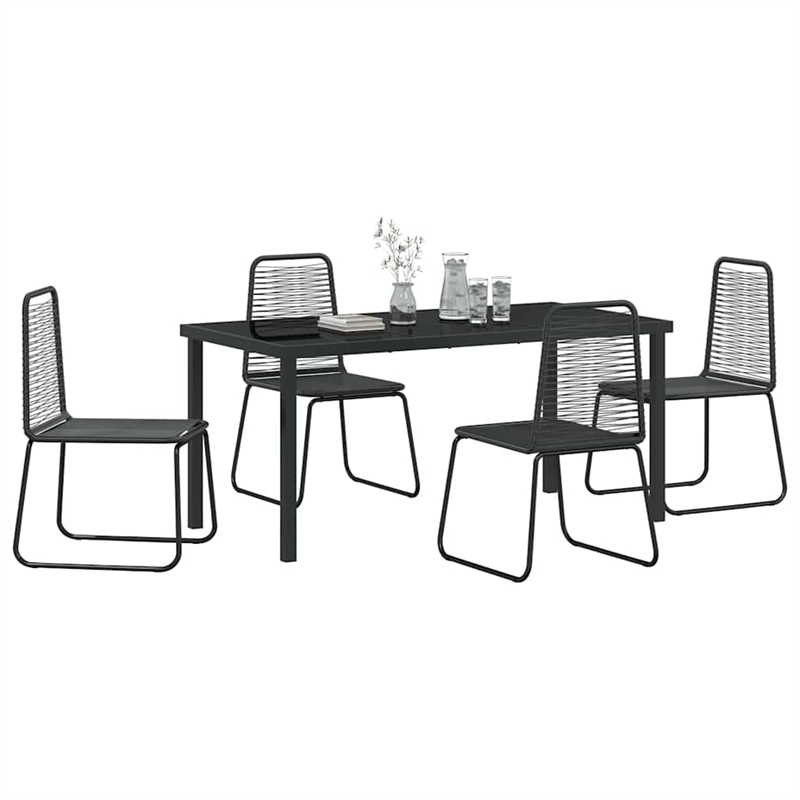 vidaXL Poly Rattan Dining Set in Black