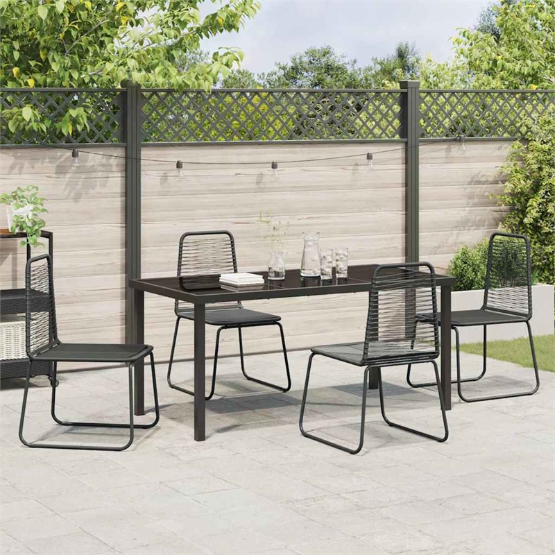 vidaXL Poly Rattan Dining Set in Black