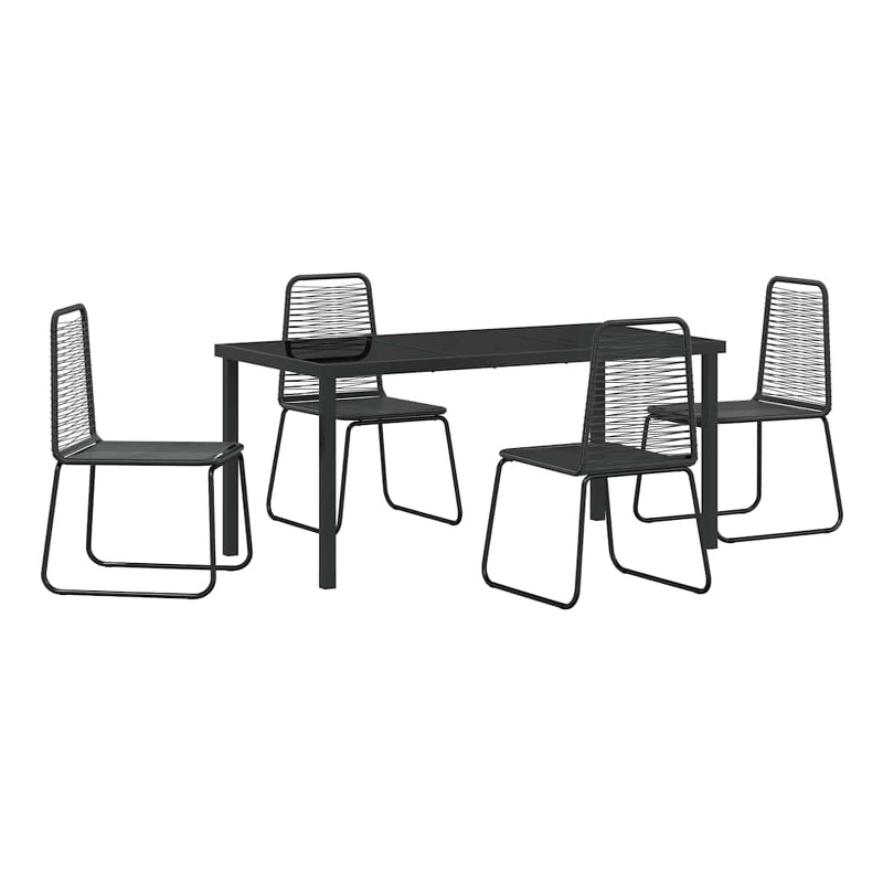 vidaXL Poly Rattan Dining Set in Black