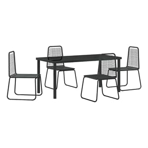 vidaXL Poly Rattan Dining Set in Black
