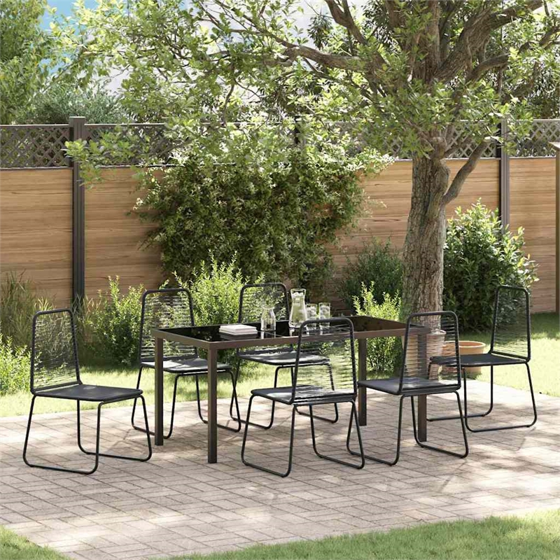 vidaXL Poly Rattan Dining Set in Black