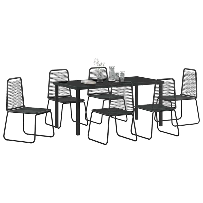 vidaXL Poly Rattan Dining Set in Black