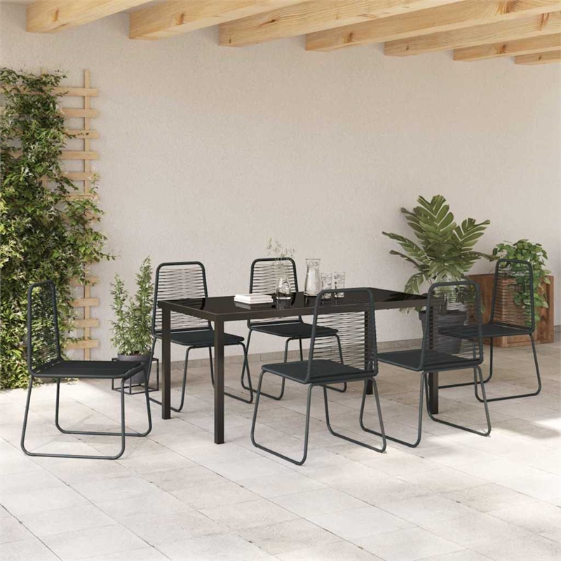 vidaXL Poly Rattan Dining Set in Black