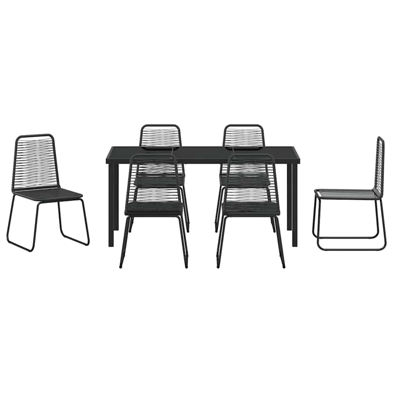 vidaXL Poly Rattan Dining Set in Black