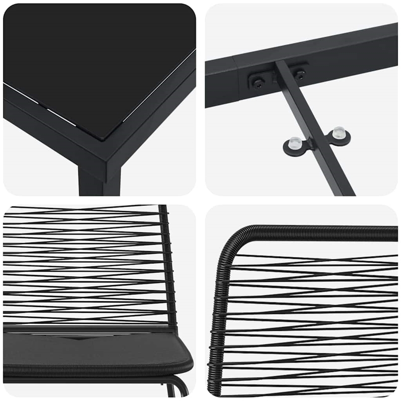vidaXL Poly Rattan Dining Set in Black