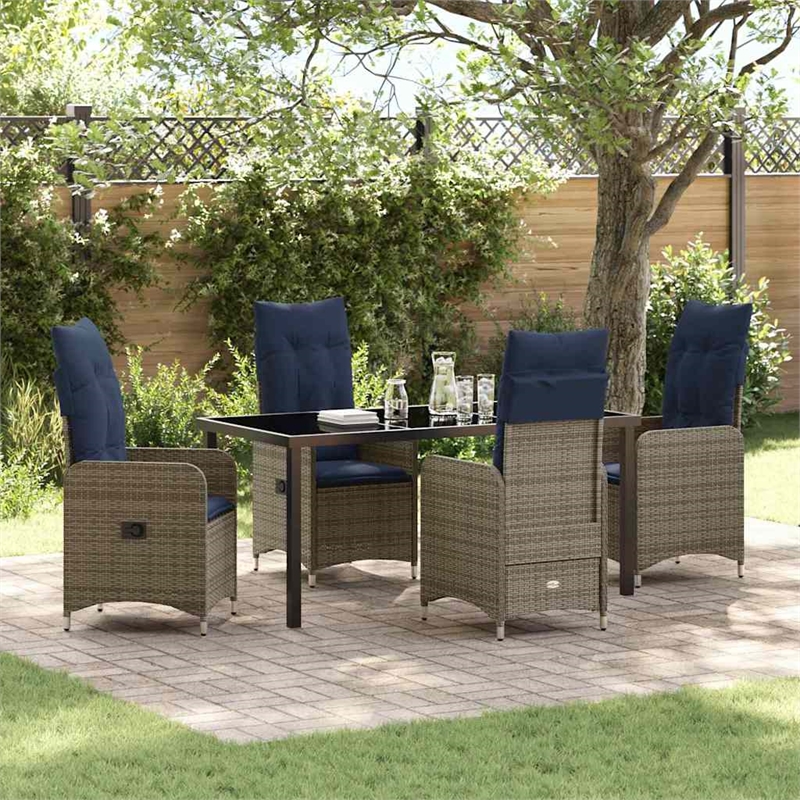 vidaXL Steel Furniture Set with Cushions in Gray