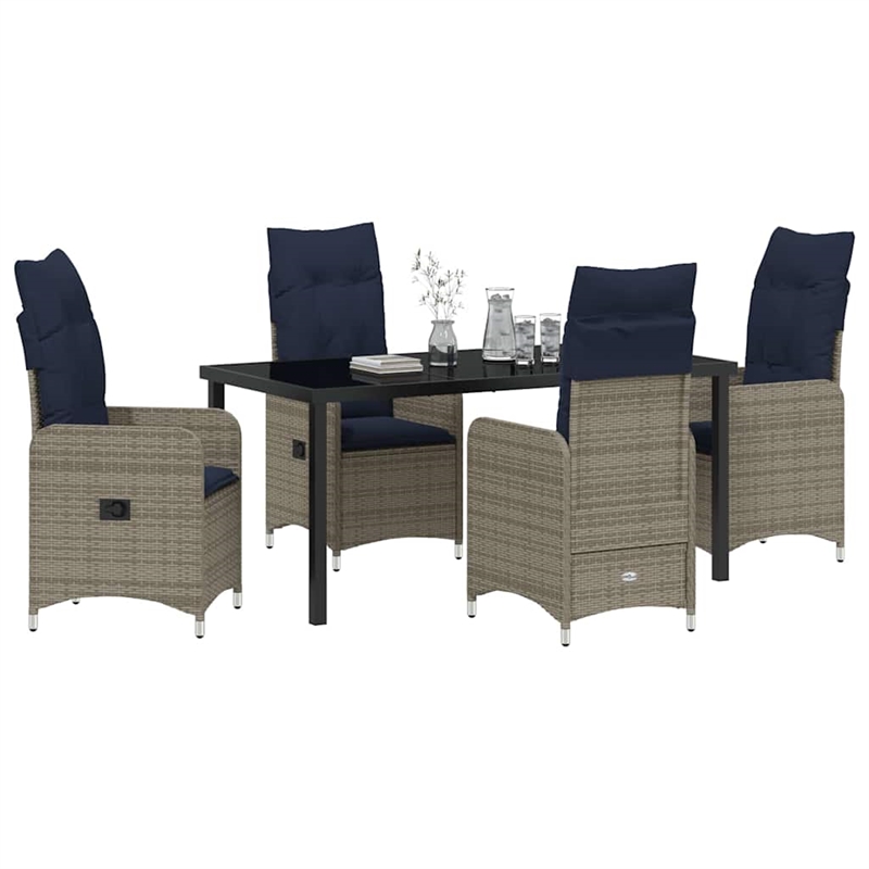 vidaXL Steel Furniture Set with Cushions in Gray