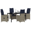vidaXL Steel Furniture Set with Cushions in Gray