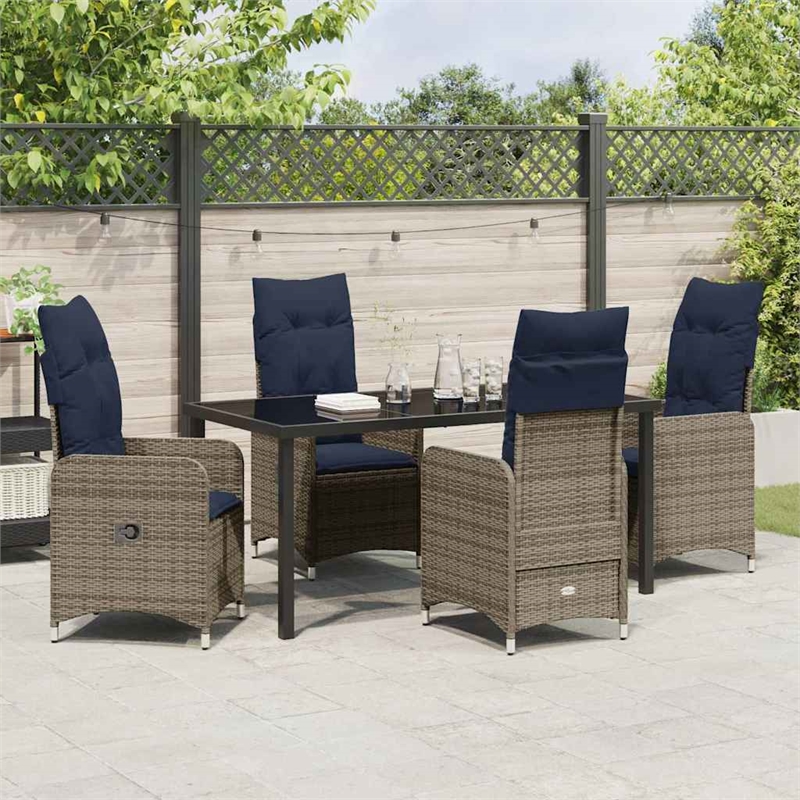 vidaXL Steel Furniture Set with Cushions in Gray