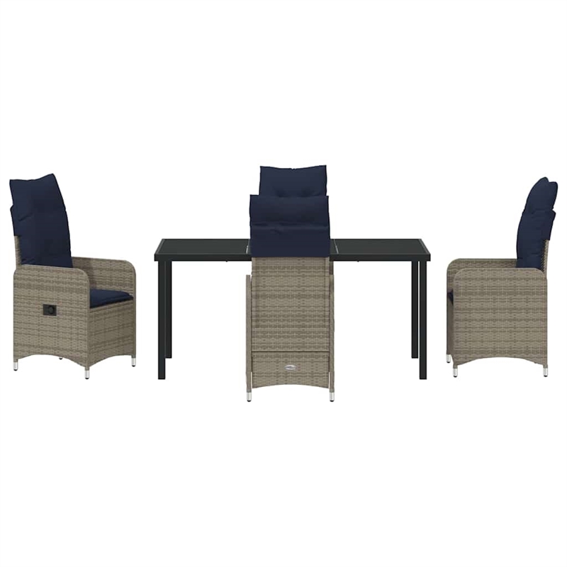 vidaXL Steel Furniture Set with Cushions in Gray