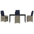 vidaXL Steel Furniture Set with Cushions in Gray