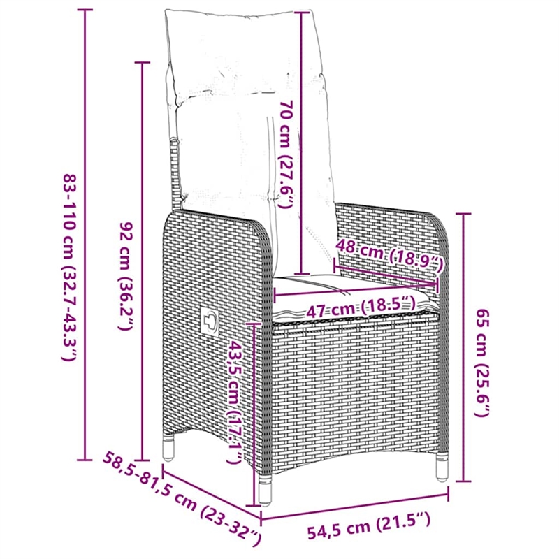 vidaXL Steel Furniture Set with Cushions in Gray