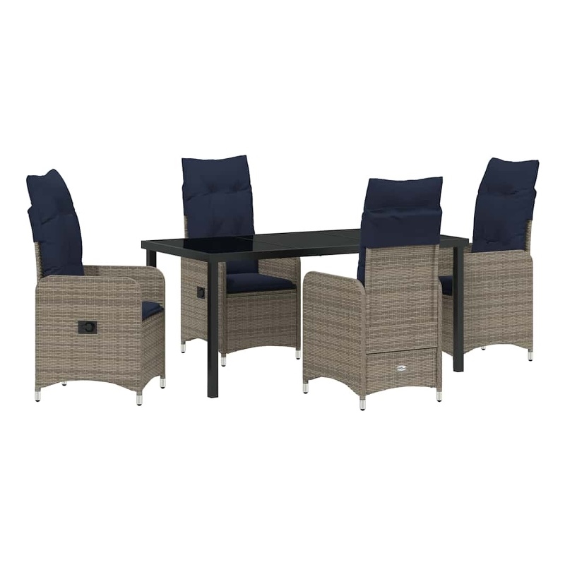 vidaXL Steel Furniture Set with Cushions in Gray