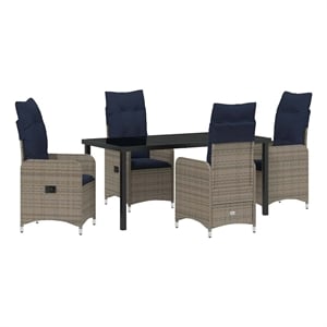 vidaXL Steel Furniture Set with Cushions in Gray