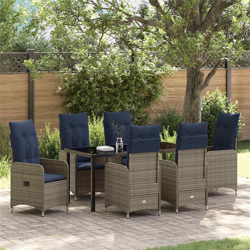 vidaXL Steel Furniture Set with Cushions in Gray