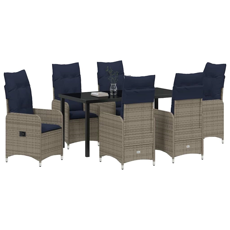vidaXL Steel Furniture Set with Cushions in Gray